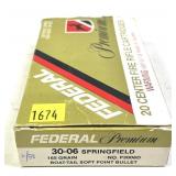 Box of .30-06 SPRG 165-grain Federal boattail SP