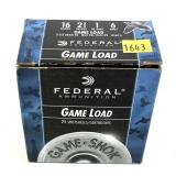 Box of 16 Ga. 2.75" No. 6 Federal game loads,