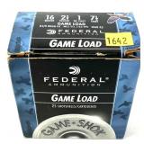 Box of 16 Ga. 2.75" No. 7.5 Federal game loads,