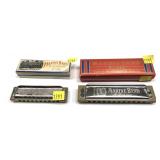 Lot, 2 vintage M. Hohner Marine Band harmonicas,