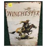 Winchester tin sign, 12" x 8"