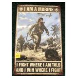 Marine tin sign, 12" x 8"