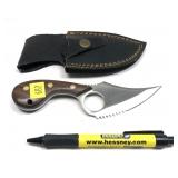 Custom Damascus steel blade knife with embossed