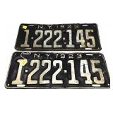 Lot, 2 NY 1923 license plates