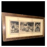"A Good Bag" vintage framed hunting print, frame