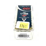 Box of .17 HMR CCI TNT hollow point cartridges,