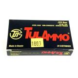 Box of .223 REM 55-grain FMJ TulAmmo cartridges,
