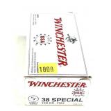 Box of .38 SPL 130-grain FMJ Winchester cartridges