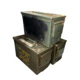 Lot: 3 metal ammo cans