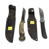Lot, 2 knives: Remington RH73 stag handle with
