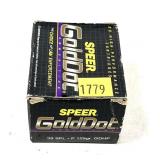 Box of .38 SPL +P 125-grain GDHP cartridges,