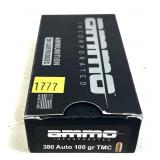Box of .380 /auto 100-grain TMC Ammo Inc.