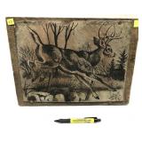 Whitetail slate art on wood,, 12" x 16"