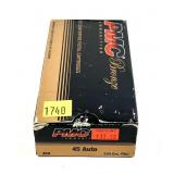 Box of .45 Auto 230-grain FMJ PMC cartridges,