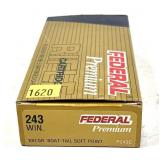 Box of .243 WIN 100-grain boattail SP Federal