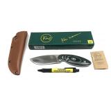 Ken Warner 10CR17 Knife with Leather Sheath and