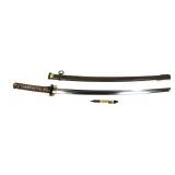 Japanese sword with markings and scabbard,