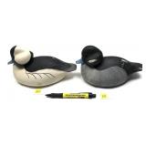 Pair of Bufflehead Duck Decoys, bottom signed