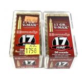 x2- Boxes of .17 HMR V-Max Hornady cartridges,