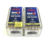 x2-Boxes of .22 Mag. hollow point cartridges,