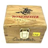 Wooden Winchester box of .22 LR hollow point