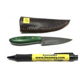 Custom Damascus steel blade knife with embossed