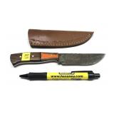 Custom Damascus steel blade knife with embossed