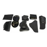 Lot, assorted paddle holsters, cartridge band