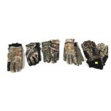 Lot, 5 pairs camo gloves includes Scent-Lok,
