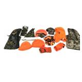 Lot, assorted camo fleece hoods, orange and camo