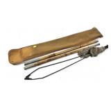 Vintage portable fishing net in canvas case