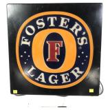 Fosters Lager light-up sign, 18" x 18", working