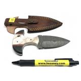 Custom Damascus steel blade dagger with embossed