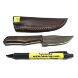 Custom Damascus steel blade knife with embossed