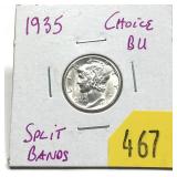 1935 Mercury dime, Unc.