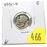 1931-S Mercury dime