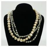 Triple strand 17" multicolored freshwater pearl