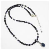 Sajen sterling silver druzy quartz pendant on 18"