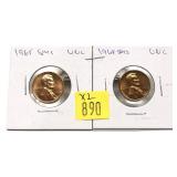 x2- 1965 S.M.S. Lincoln cents, Unc. -x2 cents