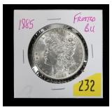 1885 Morgan dollar, frosted BU