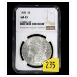 1889 Morgan dollar NGC slab certified MS-63