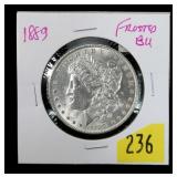 1889 Morgan dollar, frosted BU