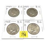 x4- BU Kennedy half dollars, 1980
