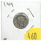 1919 Mercury dime