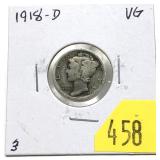 1918-D Mercury dime