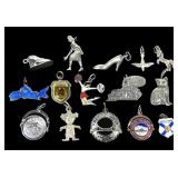 Lot of sterling silver charms, 15 pcs.