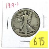 1919-S Walking Liberty half dollar