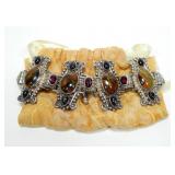 Sajen sterling silver 7" ornate flame jasper, oval