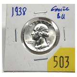 1938 Washington quarter, BU
