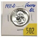 1937-D Washington quarter, BU